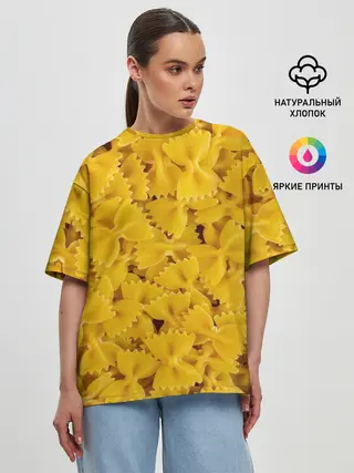 Женская футболка оверсайз / Макароны бабочки