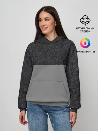 Женское худи / текстура черная кожа рельеф