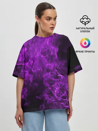 Женская футболка оверсайз / Violet Fire