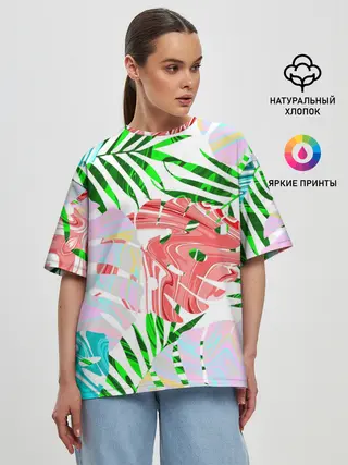 Женская футболка оверсайз / ЛИСТЬЯ 2.0