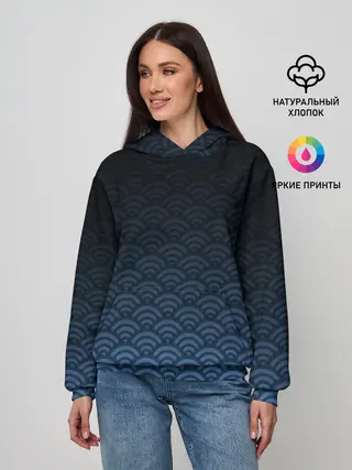 Женское худи / Узор круги темный синий