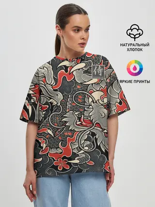 Женская футболка оверсайз / Самурай