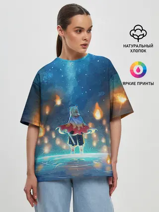 Женская футболка оверсайз / Ренгоку Кёджуро Клинок демонов