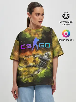 Женская футболка оверсайз / CS GO Gold dust