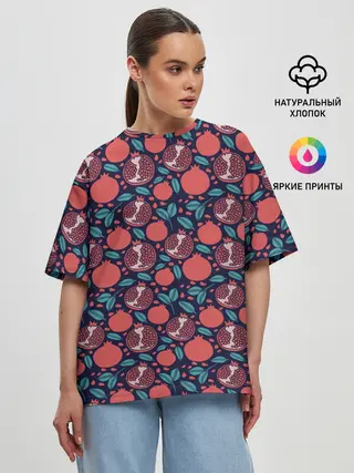 Женская футболка оверсайз / Гранат