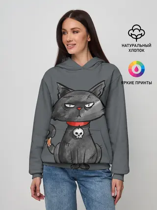 Женское худи / Кот бедолага