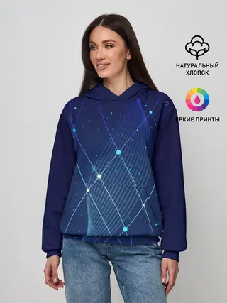 Женское худи / Синяя спираль абстракция