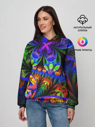Женское худи / ФРАКТАЛЬНЫЙ НЕОН