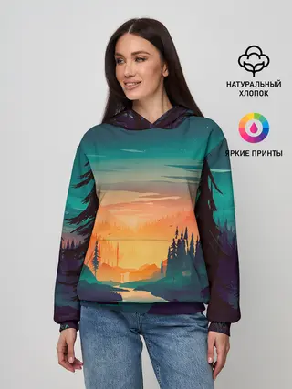 Женское худи / Закат Лес