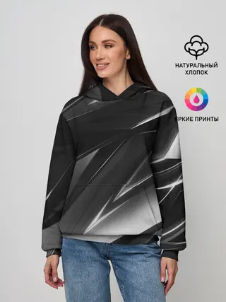Женское худи / GEOMETRY STRIPES BLACK & WHITE