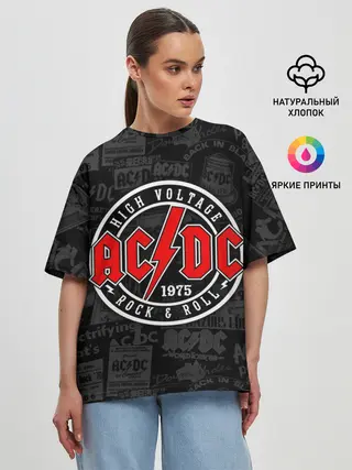 Женская футболка оверсайз / AC DC HIGH VOLTAGE