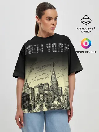 Женская футболка оверсайз / Нью-Йорк