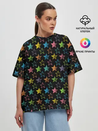 Женская футболка оверсайз / Парад звезд