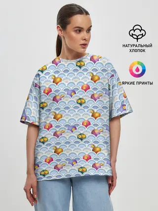 Женская футболка оверсайз / Праздничные Игрушки