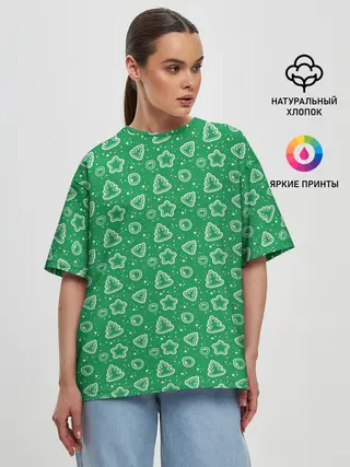Женская футболка оверсайз / Ёлочки