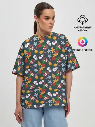 Женская футболка оверсайз / Игрушки Ёлочные