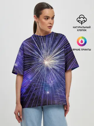 Женская футболка оверсайз / Фейерверк