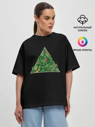 Женская футболка оверсайз / Листва в треугольнике