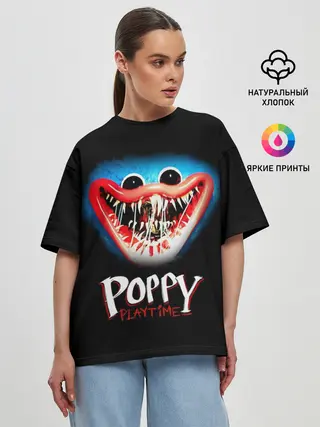 Женская футболка оверсайз / Huggy Wuggy, Poppy Playtime