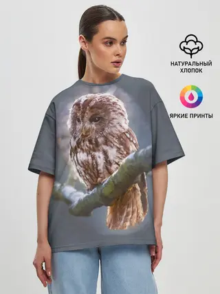 Женская футболка оверсайз / Сова
