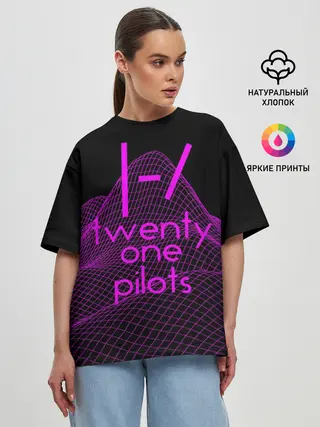 Женская футболка оверсайз / twenty one pilots neon music