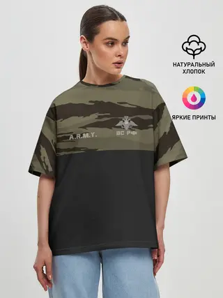 Женская футболка оверсайз / Камуфляж ВС РФ