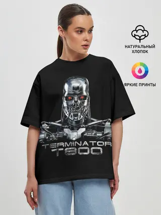 Женская футболка оверсайз / Терминатор Т800,