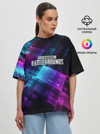 Женская футболка оверсайз / Pubg neon style 2019