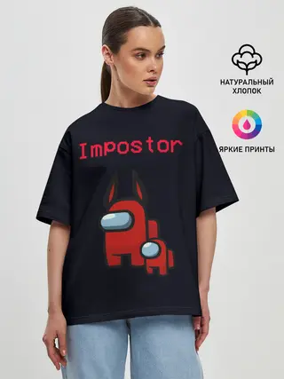 Женская футболка оверсайз / Among us Impostor