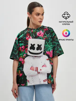 Женская футболка оверсайз / MARSHMELLO ROSES
