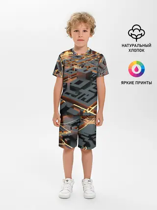 Детская пижама с шортами / 3D абстрактная схема