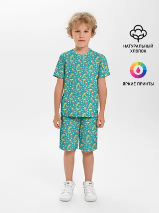 Детская пижама с шортами / Летняя текстура