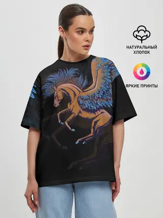 Женская футболка оверсайз / Pegasus wings