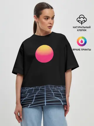 Женская футболка оверсайз / Цифровой восход