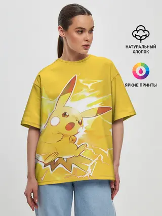 Женская футболка оверсайз / PikaPika