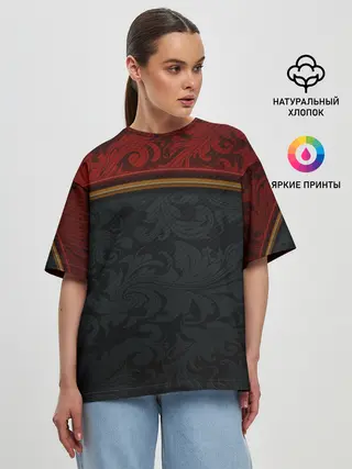 Женская футболка оверсайз / Кружева на карбоне | Lace Carbone
