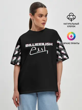 Женская футболка оверсайз / BILLIE EILISH GLITCH