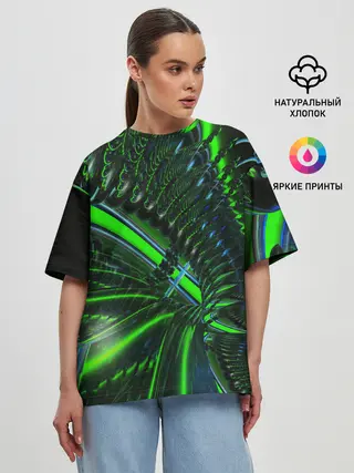 Женская футболка оверсайз / DIGITAL NEON GREEN
