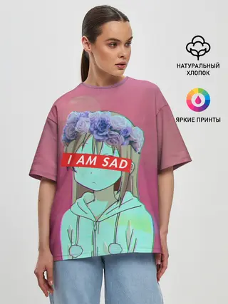 Женская футболка оверсайз / Sadness