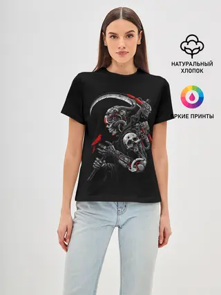 Женская базовая футболка / Робот и птица