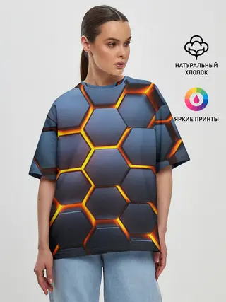 Женская футболка оверсайз / 3D БРОНЬ