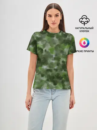 Женская базовая футболка / Canvas Green Camo