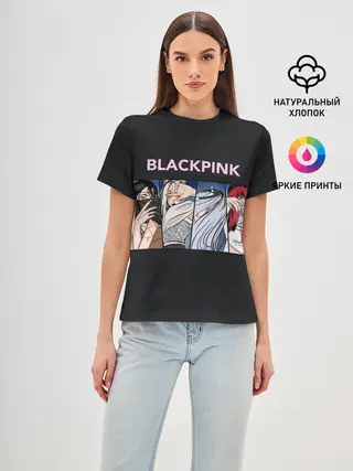 Женская базовая футболка / Hide eyes | Blackpink