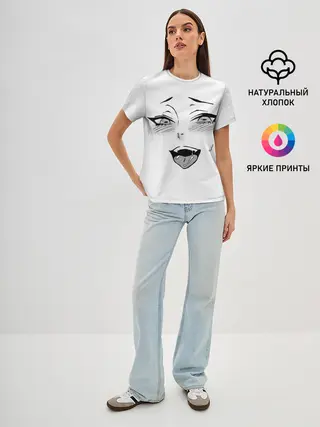 Женская базовая футболка / Ахегао личико