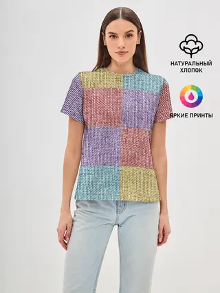 Женская базовая футболка / Patchwork