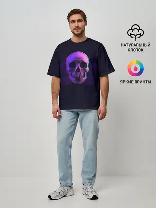Мужская футболка оверсайз / 3D Череп
