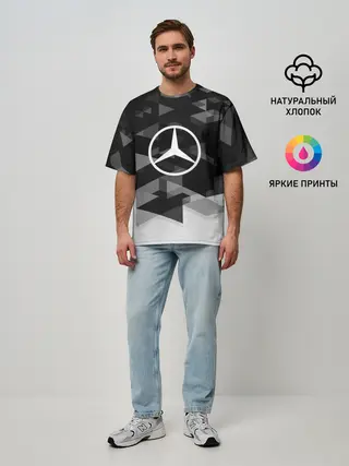 Мужская футболка оверсайз / Mercedes sport geometry