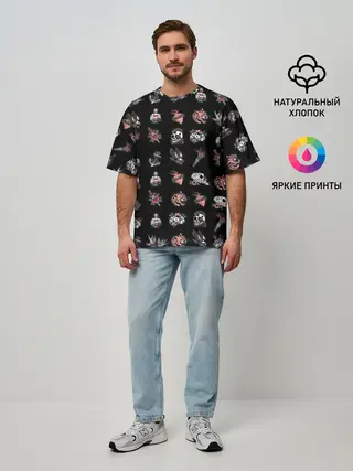 Мужская футболка оверсайз / Уличные эмблемы