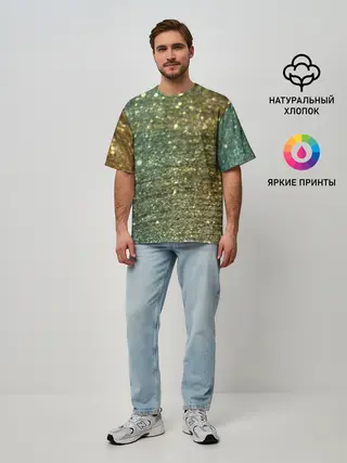 Мужская футболка оверсайз / Бирюзовый блеск