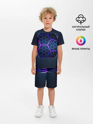 Детская пижама с шортами / Цветные соты 3D